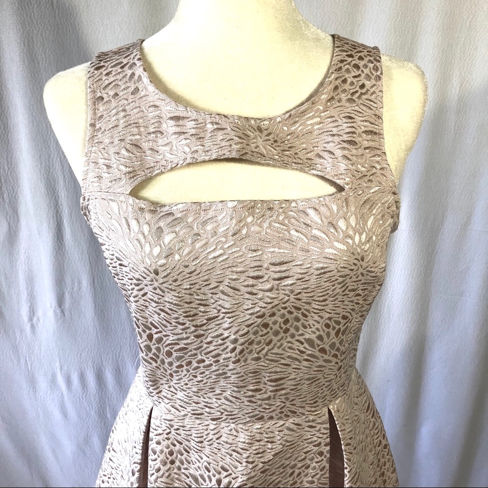 Frenchi Light Pink Metallic Fit & Flare Dress - Picture 2 of 8